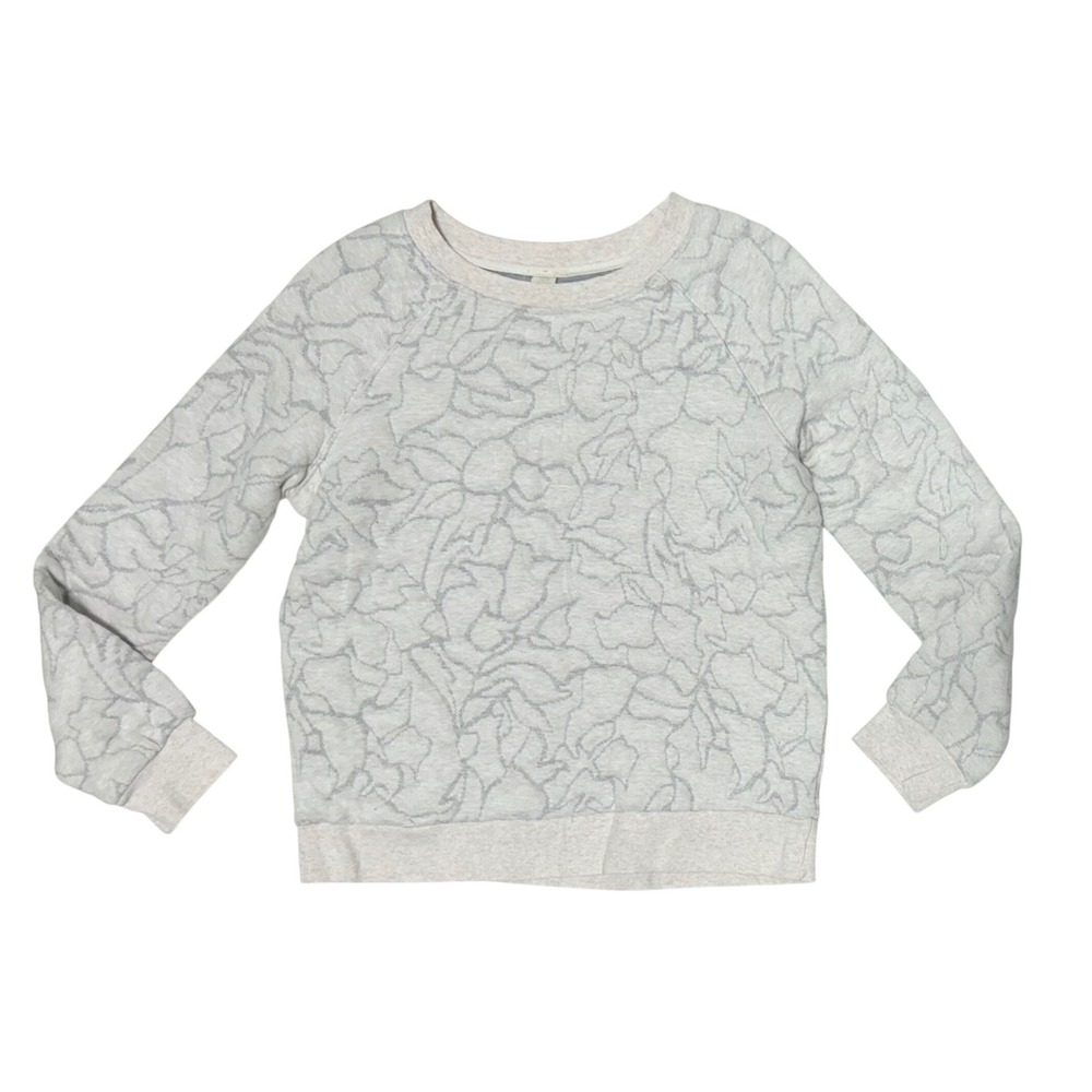 Prana Womens Floral Lace Print Crewneck Sweatshirt Gray Medium Pullover Raglan